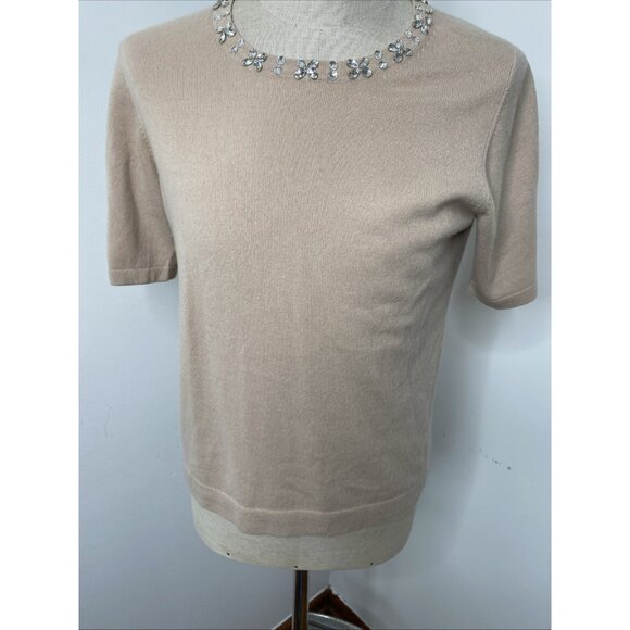 Pure Collection Cashmere Sweater Jumper Womens US 12 UK 16 Tan Rhinestone Detail - Picture 3 of 7